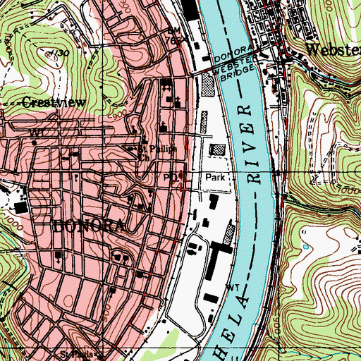 Topographic Map of Donora Borough Hall, PA