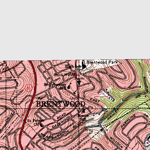 Topographic Map of Brentwood Police Department, PA