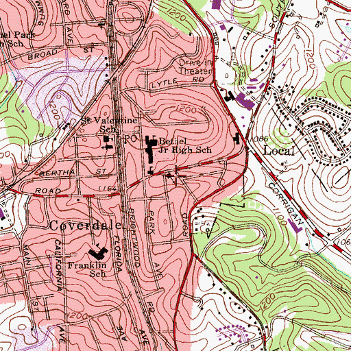Topographic Map of Bethany Lutheran Church, PA