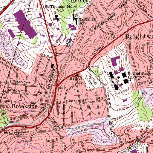 Topographic Map of Bethel Presbyterian Church, PA