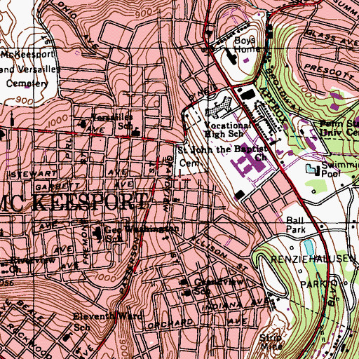 Topographic Map of Beulah Park United Methodist Church, PA