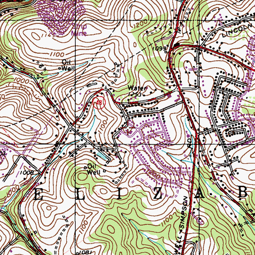 Topographic Map of Central Highlands Community United Methodist Chrch, PA