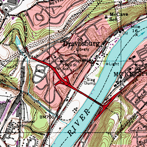 Topographic Map of Dravosburg United Methodist Church, PA