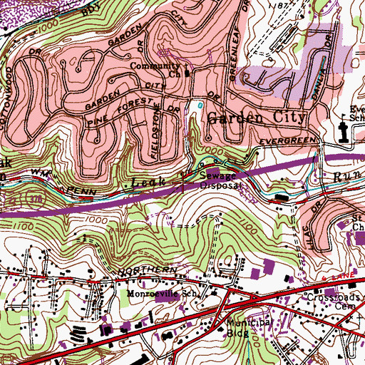 Topographic Map of Eckankar Center of Pittsburgh, PA