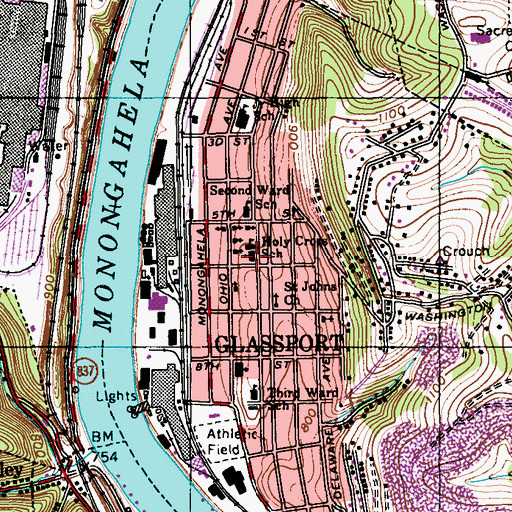 Topographic Map of First Baptist Church, PA