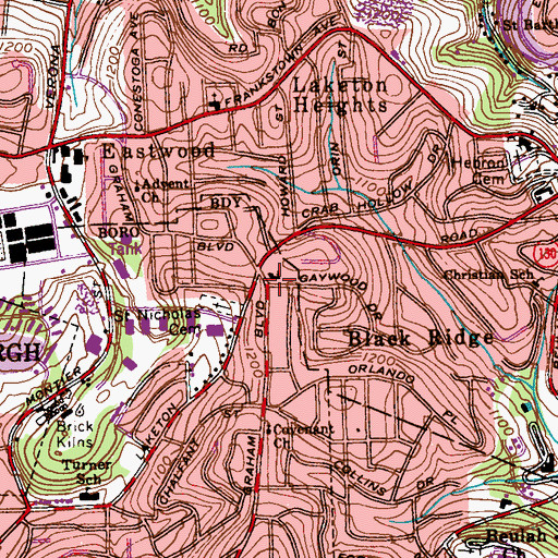 Topographic Map of First Church of Christ Scientist, PA