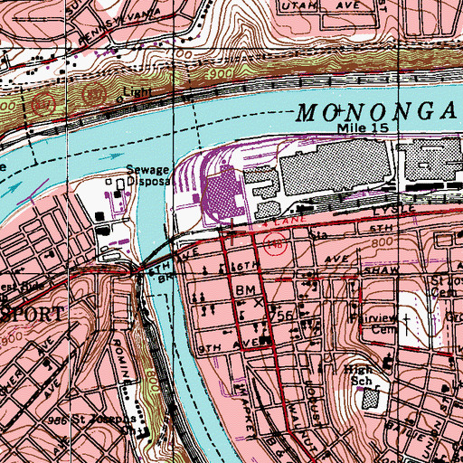 Topographic Map of McKeesport Police Department, PA
