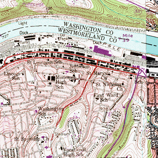 Topographic Map of Monessen Family Center, PA