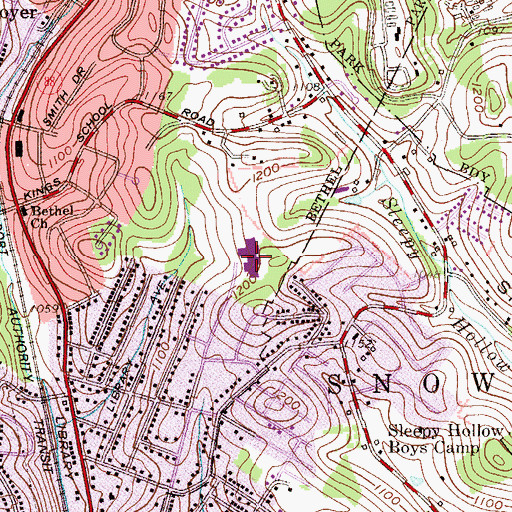 Topographic Map of Neil Armstrong Middle School Library, PA