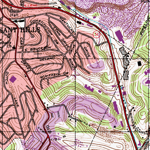 Topographic Map of Pleasant Hills Borough Hall, PA