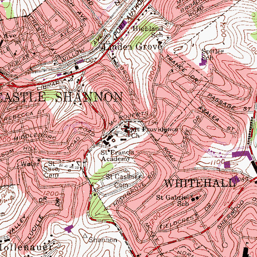 Topographic Map of Saint Joseph Convent, PA