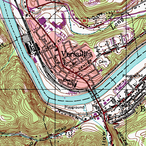 Topographic Map of Versailles Borough Hall, PA