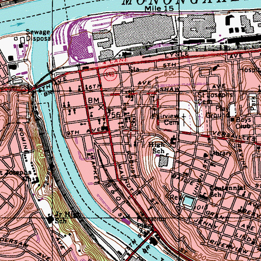 Topographic Map of YWCA of McKeesport, PA