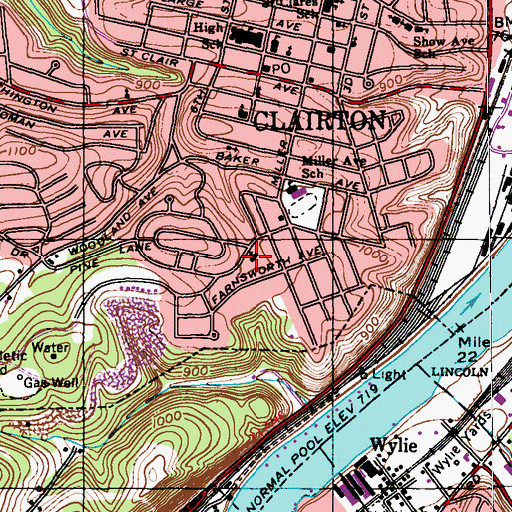 Topographic Map of First United Methodist Church, PA