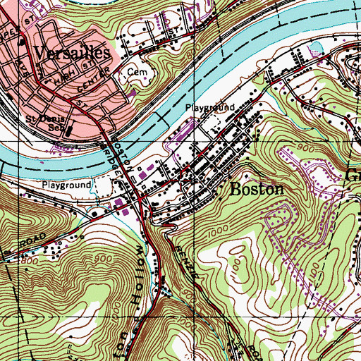 Topographic Map of First United Presbyterian Church of Boston, PA