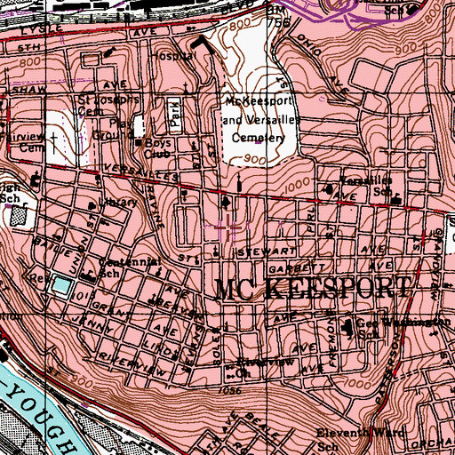 Topographic Map of McKeesport Church of God Mission, PA