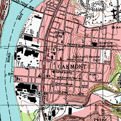 Topographic Map of Oakmont United Methodist Church, PA
