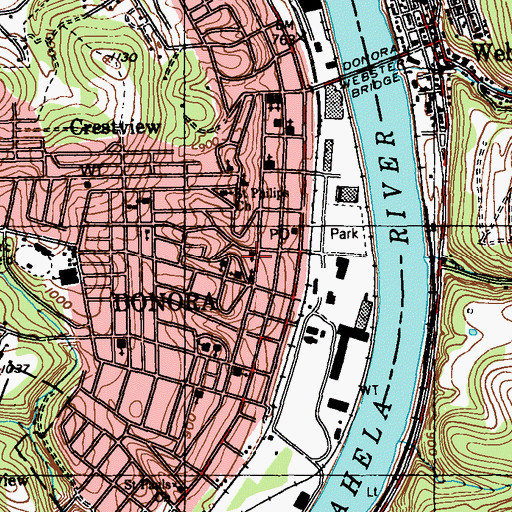 Topographic Map of Our Lady of the Valley Catholic Church, PA