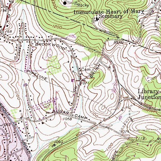 Topographic Map of Peters Creek United Presbyterian Church, PA