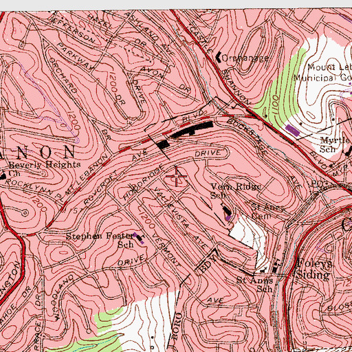 Topographic Map of Saint Annes Church, PA