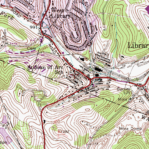 Topographic Map of Saint Joan of Arc Church, PA