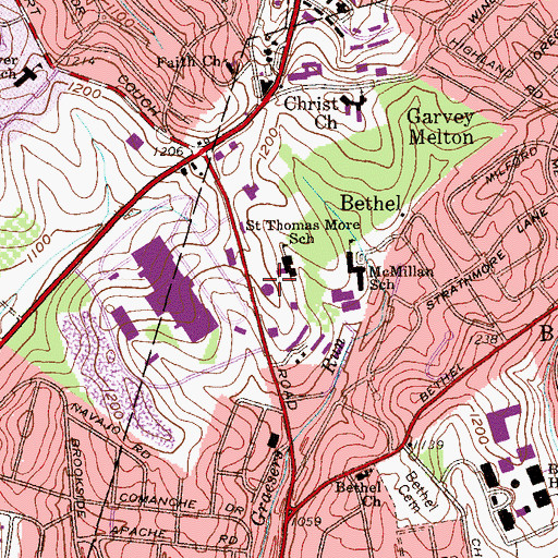 Topographic Map of Saint Thomas More Church, PA