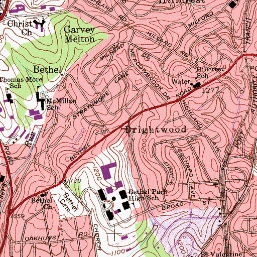 Topographic Map of South Hills Assembly Church, PA