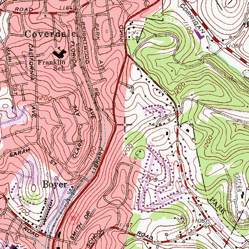 Topographic Map of South Hills Church of the Nazarene, PA