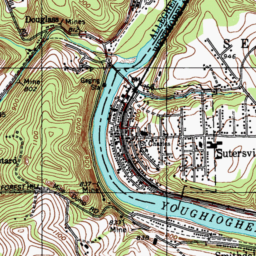 Topographic Map of Sutersville Primitive Methodist Church, PA
