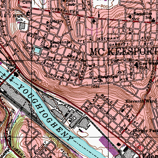 Topographic Map of Trinity Church of God in Christ, PA