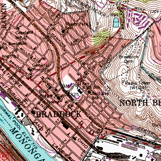 Topographic Map of Holy Temple Church of God in Christ, PA