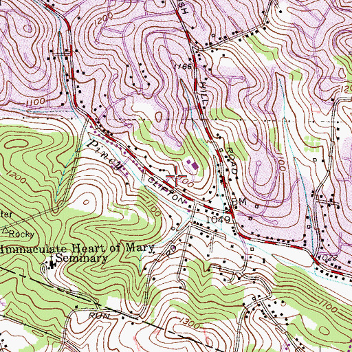 Topographic Map of John McMillan Presbyterian Church, PA