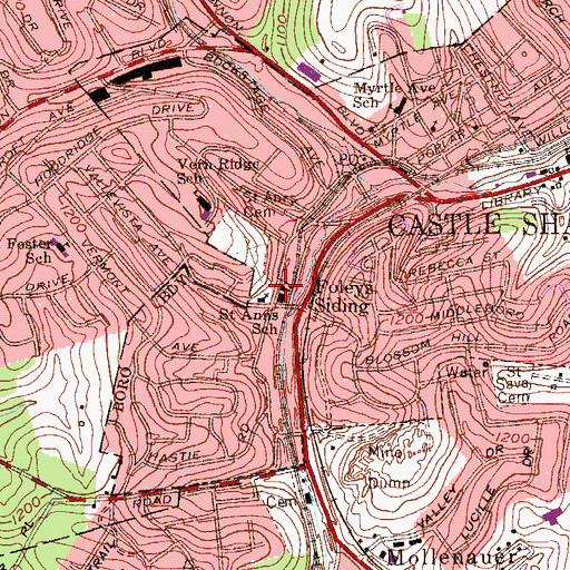 Topographic Map of Saint Anne School, PA