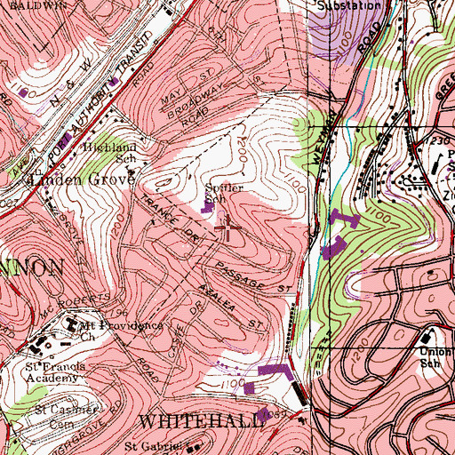 Topographic Map of Wesley Highland Services School, PA