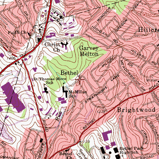 Topographic Map of Bethel Village Station, PA
