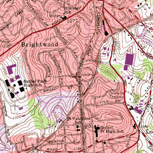 Topographic Map of Center Station, PA