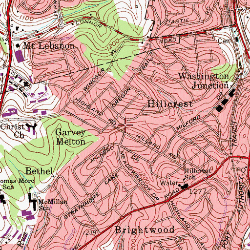 Topographic Map of Highland Station, PA