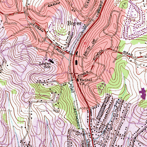 Topographic Map of Kings School Station, PA