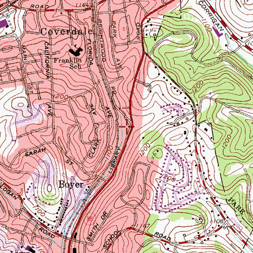 Topographic Map of Latimer Station, PA