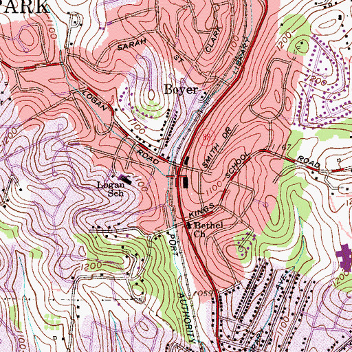 Topographic Map of Logan Station, PA