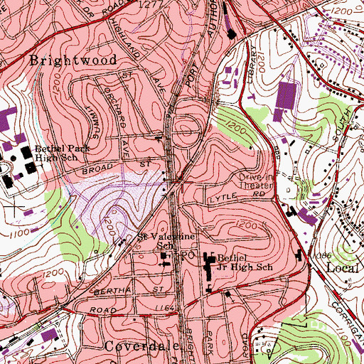 Topographic Map of Lytie Station, PA