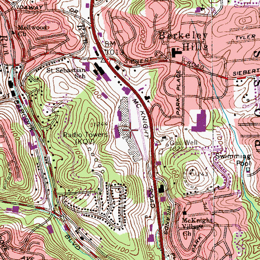 Topographic Map of North Hills Village Mall Shopping Center, PA