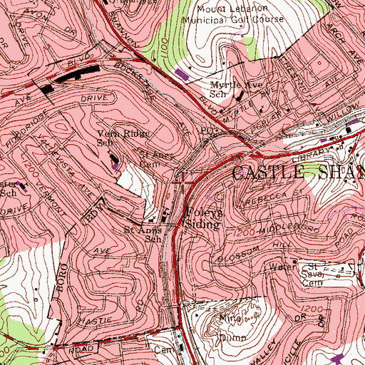 Topographic Map of Saint Annes Station, PA