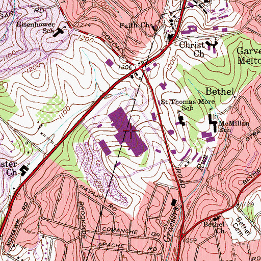 Topographic Map of South Hills Village Shopping Center, PA