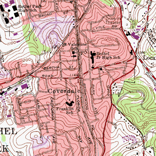 Topographic Map of South Park Road Station, PA