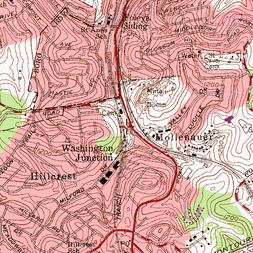 Topographic Map of Washington Junction Station, PA