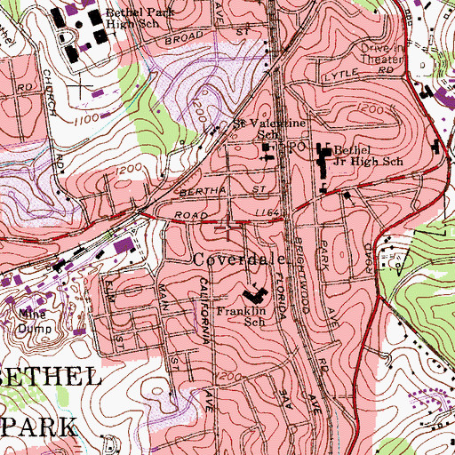 Topographic Map of Bethel Park Post Office, PA