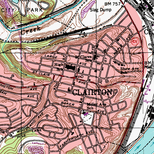 Topographic Map of Clairton Post Office, PA