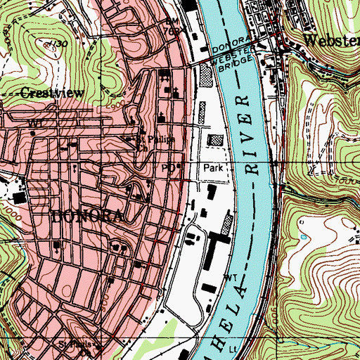 Topographic Map of Donora Post Office, PA