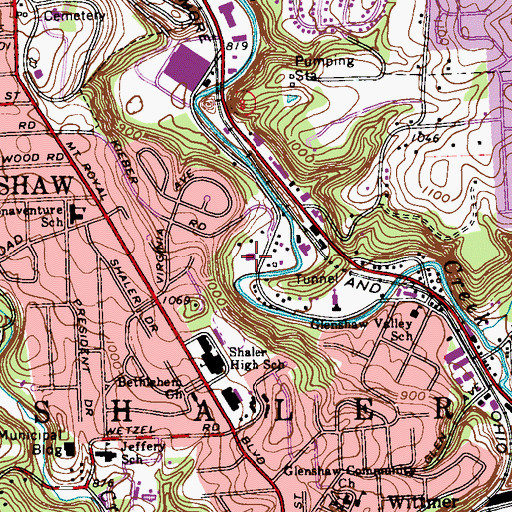 Topographic Map of Glenshaw Post Office, PA